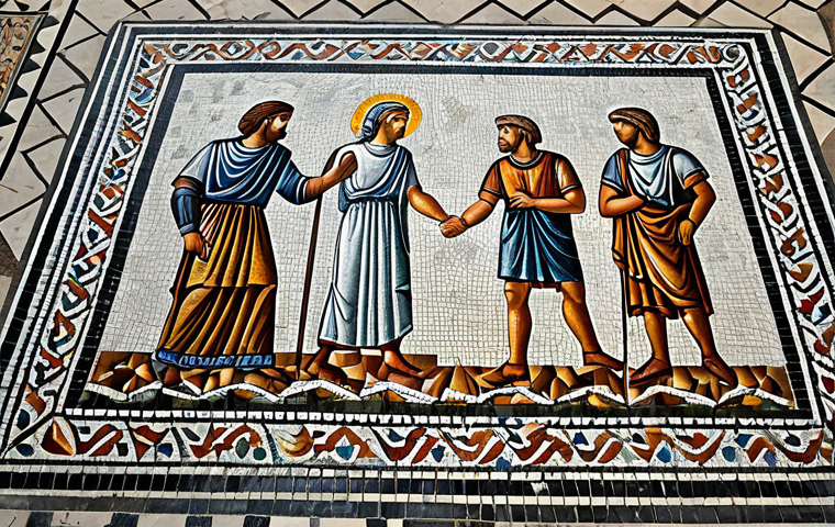 북키프로스 살라미스 유적 - "Salamis amphitheater overlooking the sea, fully clothed visitors, appropriate attire, sunny day, sa...