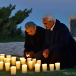 북키프로스 사건 사고 - **Prompt:** A solemn and respectful memorial gathering in Northern Cyprus, commemorating the tragic ...
