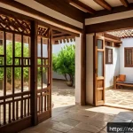 Home 18 북키프로스 전통 가옥 구조 - A traditional North Cyprus house courtyard scene in summer, showcasing a spacious central courtyard ...