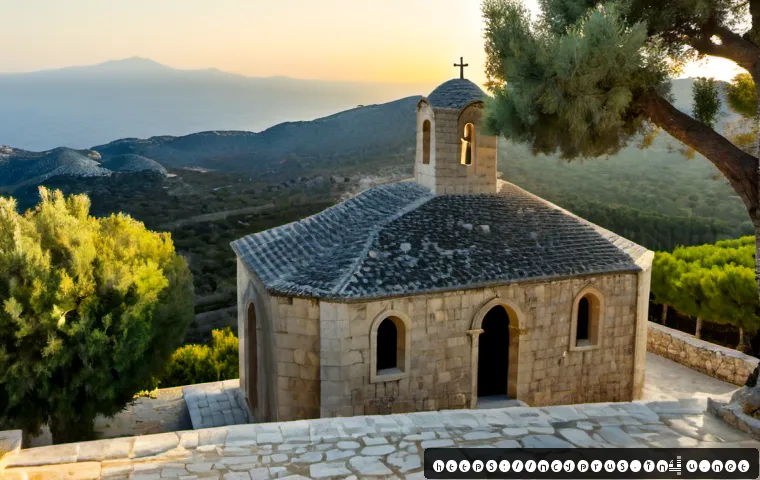 Home 17 북키프로스 기독교 교회 - Photorealistic exterior of a historic Christian stone church in Northern Cyprus, warm Mediterranean ...
